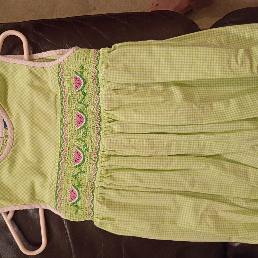 Size 18 Months...Carriage Boutique---SMOCKED BUBBLE OUTFIT... Green Gingham. $18